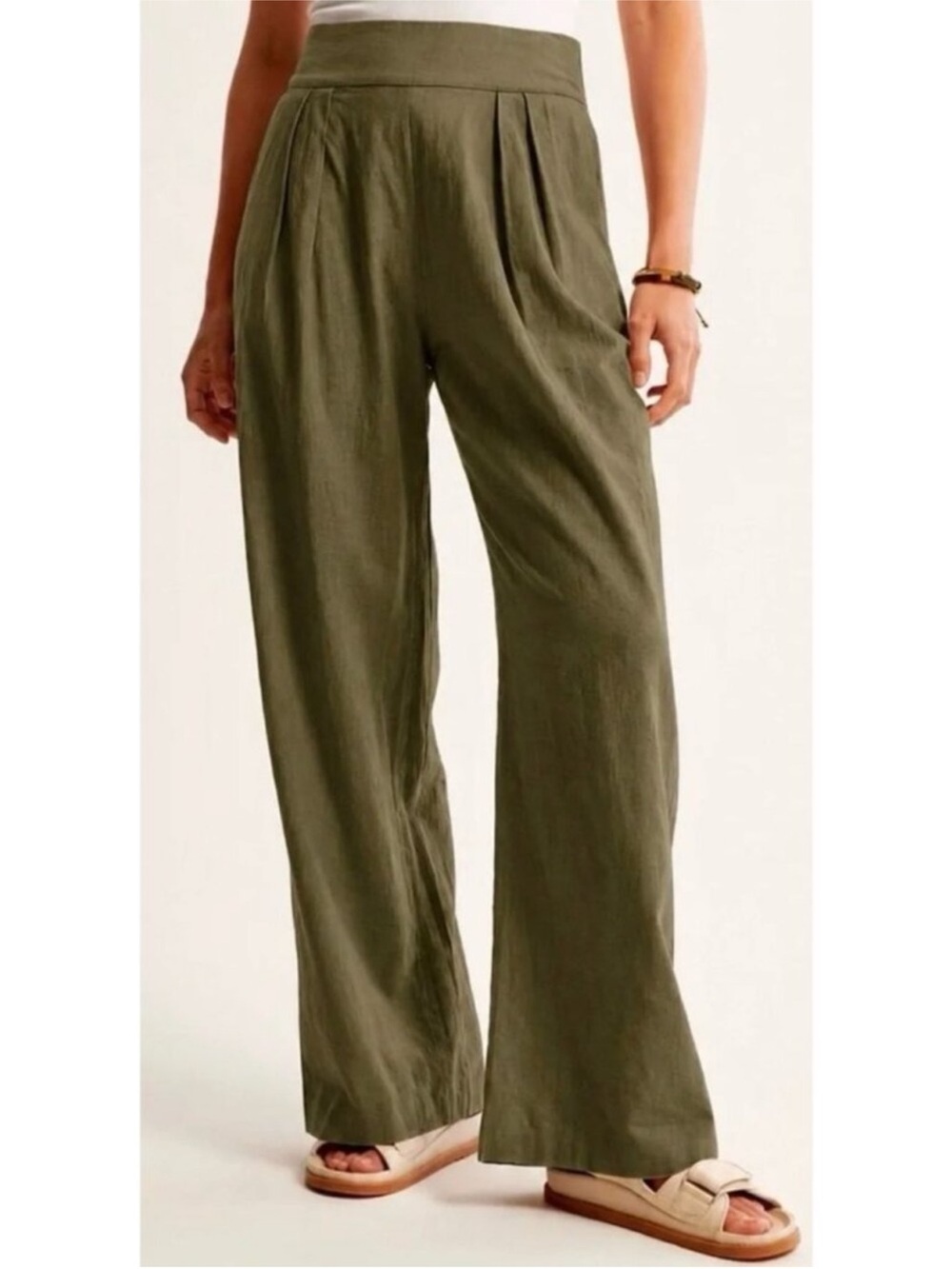 Abercrombie & Fitch Linen Blend Ultra Wide Leg Pants Long